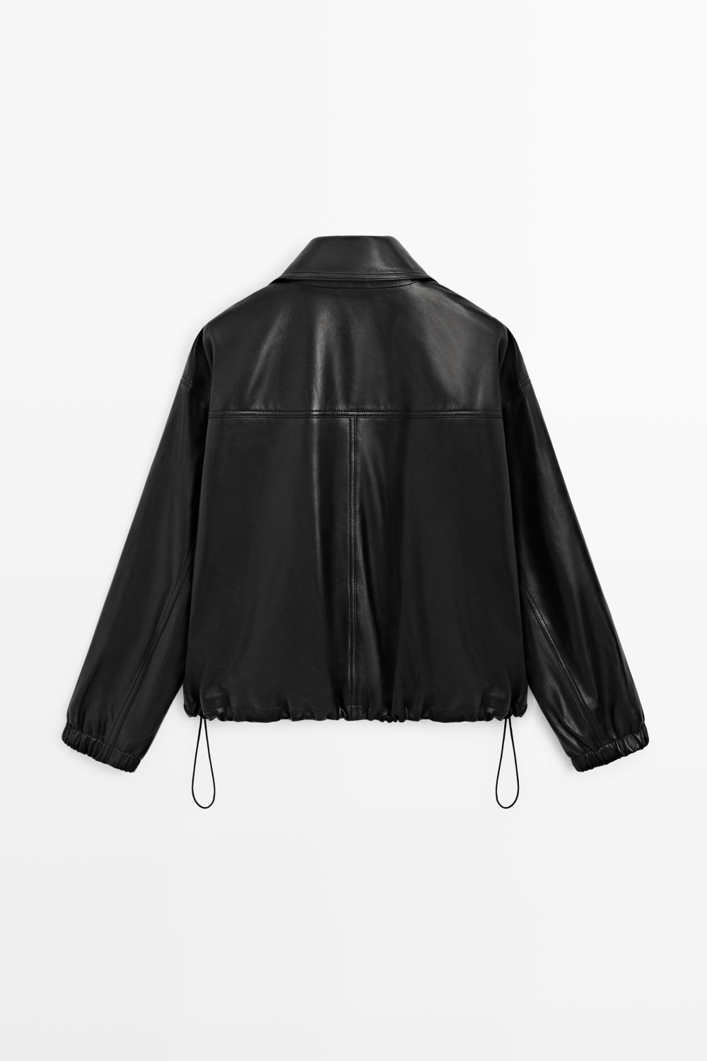 Massimo Dutti Бомбер из кожи наппа, черный