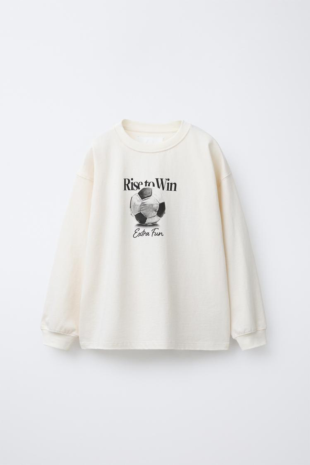 ZARA ЛОНГСЛИВС ПРИНТОМ «СПОРТ», ЭКРЮ