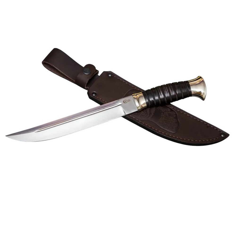 Нож кузница Семина Казак, сталь Х12МФ кожа, резная рукоять
