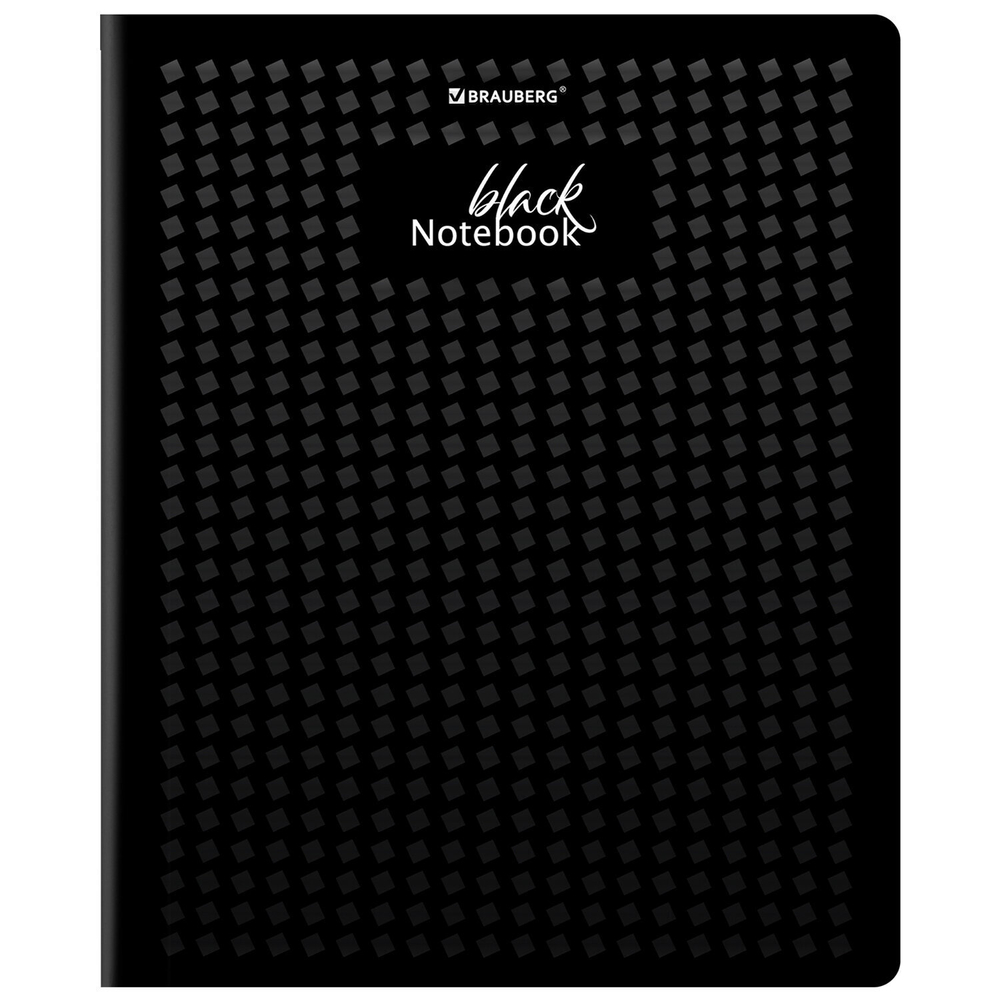 Тетрадь А5 48 л. BRAUBERG скоба клетка матовая ламинация выборочный лак "Black" (микс в спайке) (20 штук в упаковке)