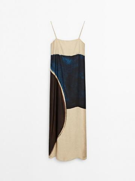 Massimo Dutti Платье с принтом - Limited Edition, оранжевый