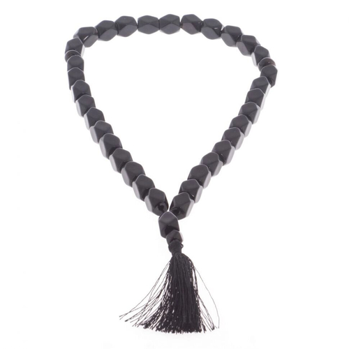 Четки из черного обсидиана 33 бусины грань