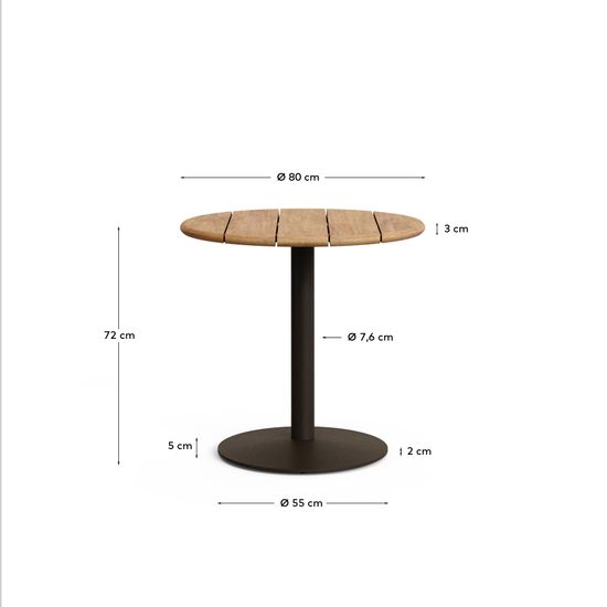 Уличный стол Esilda из акации и зеленой стали Ø80 см