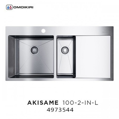 Кухонная мойка Omoikiri Akisame 100-2-IN-L нерж.сталь/нержавеющая сталь 4973544