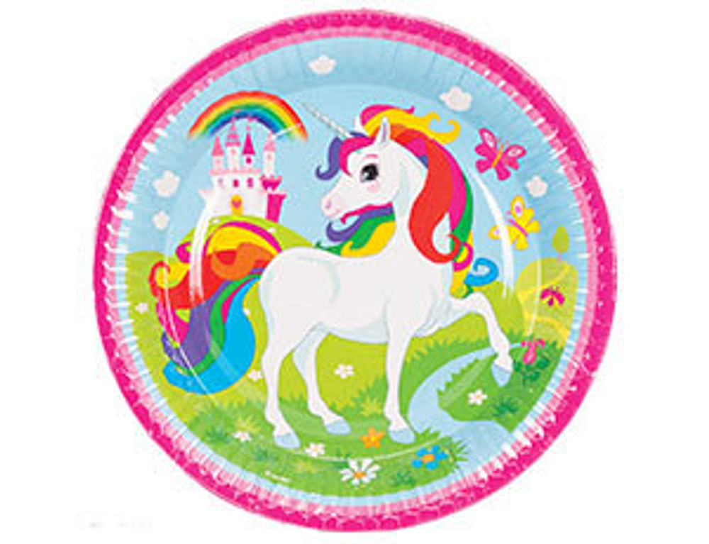 Тарелка Единорог Радужный 23см 8шт.