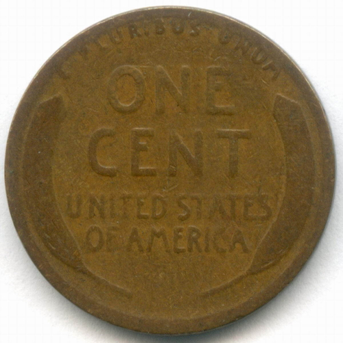 1 цент 1917 (без знака - Philadelphia). США. Пшеничный цент. Бронза F-VF