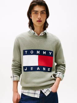 Свитер Tommy Jeans Intarsia Flag Logo Utility Sage Heather