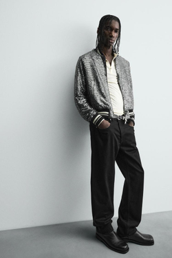 ZARA БОМБЕР С ПАЙЕТКАМИ, ЧЕРНЫЙ/СЕРЕБРЯНЫЙ