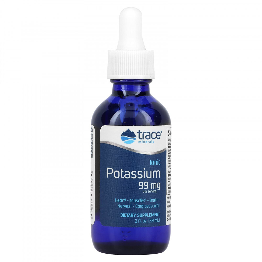 Trace Minerals liquid Ionic Potassium 99mg 59 ml , Калий 