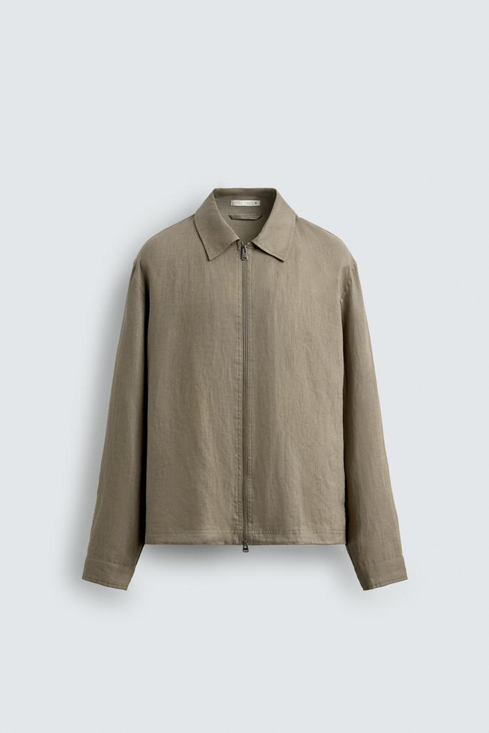 ZARA КУРТКА-РУБАШКА ИЗ 100% ЛЬНА, ТЕМНО-БЕЖЕВЫЙ