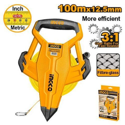 Рулетка геодезическая фибергласовая 100х12.5мм INGCO HFMT83100 INDUSTRIAL