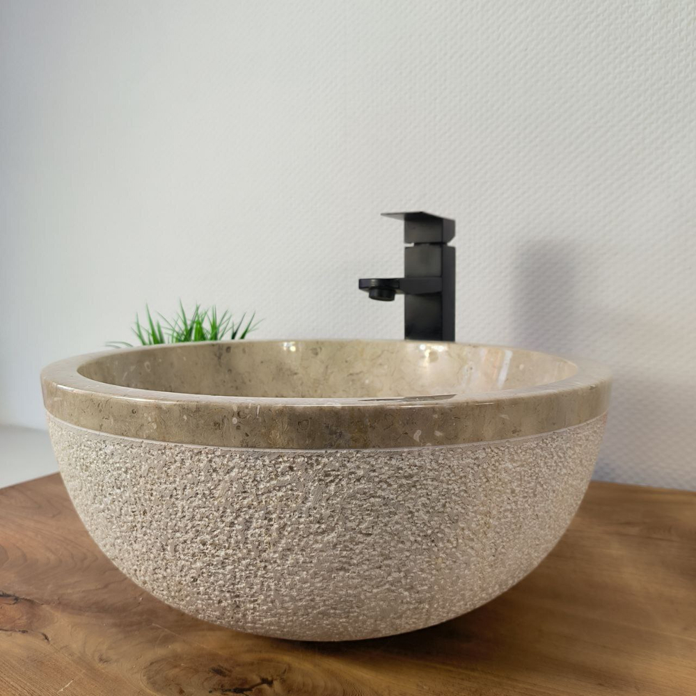 Раковина из мрамора Bowl Cream Dotted BM-66094 40х40х17 из натурального камня