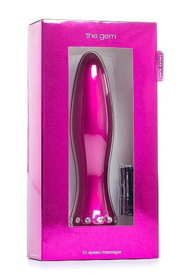 Вибратор-торпеда с кристалликами The Gem Pink - 16,6 см. (Цвет: розовый)