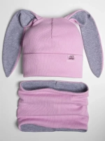 Шапка для девочек осенняя, с ушками розовая