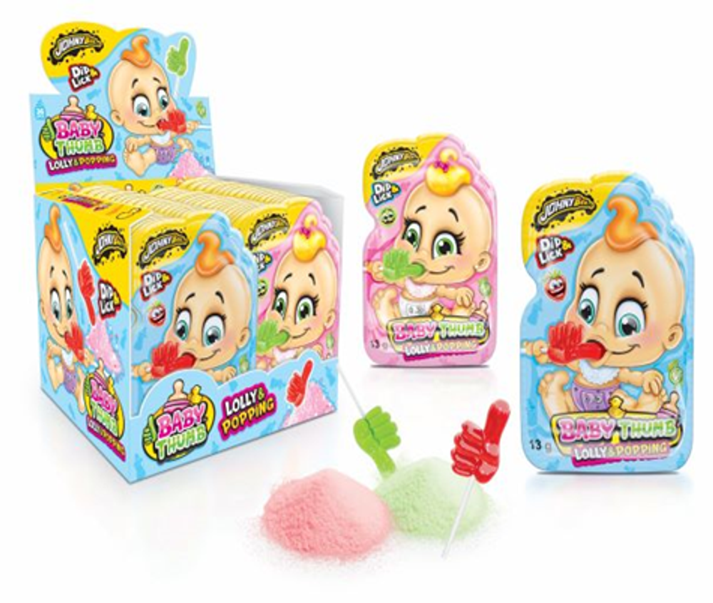 Леденец Baby Thumb с взрывной карамелью, 13гр х 36шт Johny Bee