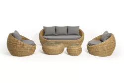 "Барселона" лаунж-зона из искусственного ротанга, цвет соломенный