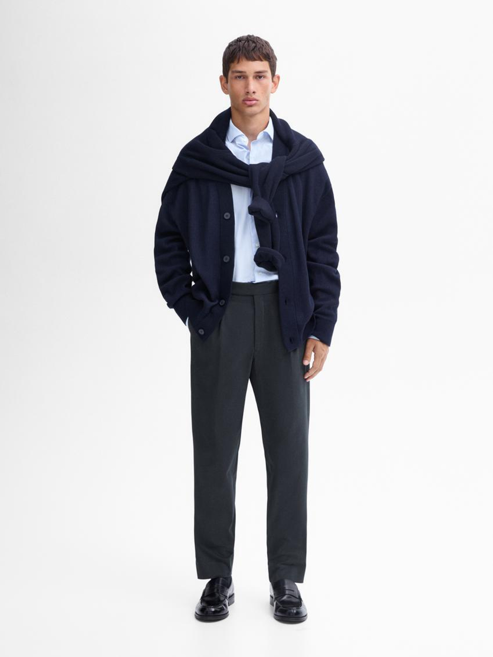 Massimo Dutti Костюмные брюки из смесового хлопка, темно-синий