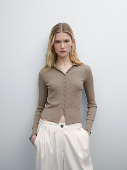 Massimo Dutti Кардиган с волнистыми кромками, норка