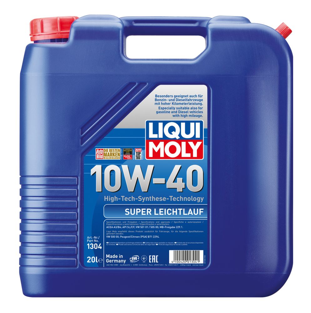 Моторное масло Liqui Moly Super Leichtlauf 10W-40 20 л HC-синтетическое