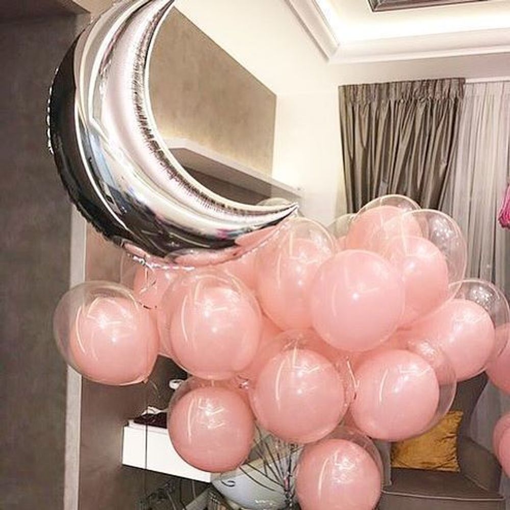 Шар (35"/89 см) Фигура, Полумесяц, Серебро 1 шт.