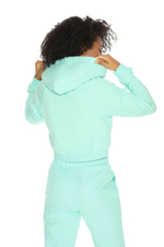 Укороченное худи с капюшоном (Размер: L) (Цвет: пудровый)