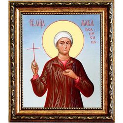 Мария Московская (Волнухина) мученица. Икона на холсте. В раме 15 х 18 см.