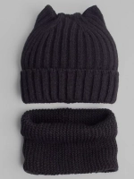 Шапка для девочки осенняя c ушками и снуд