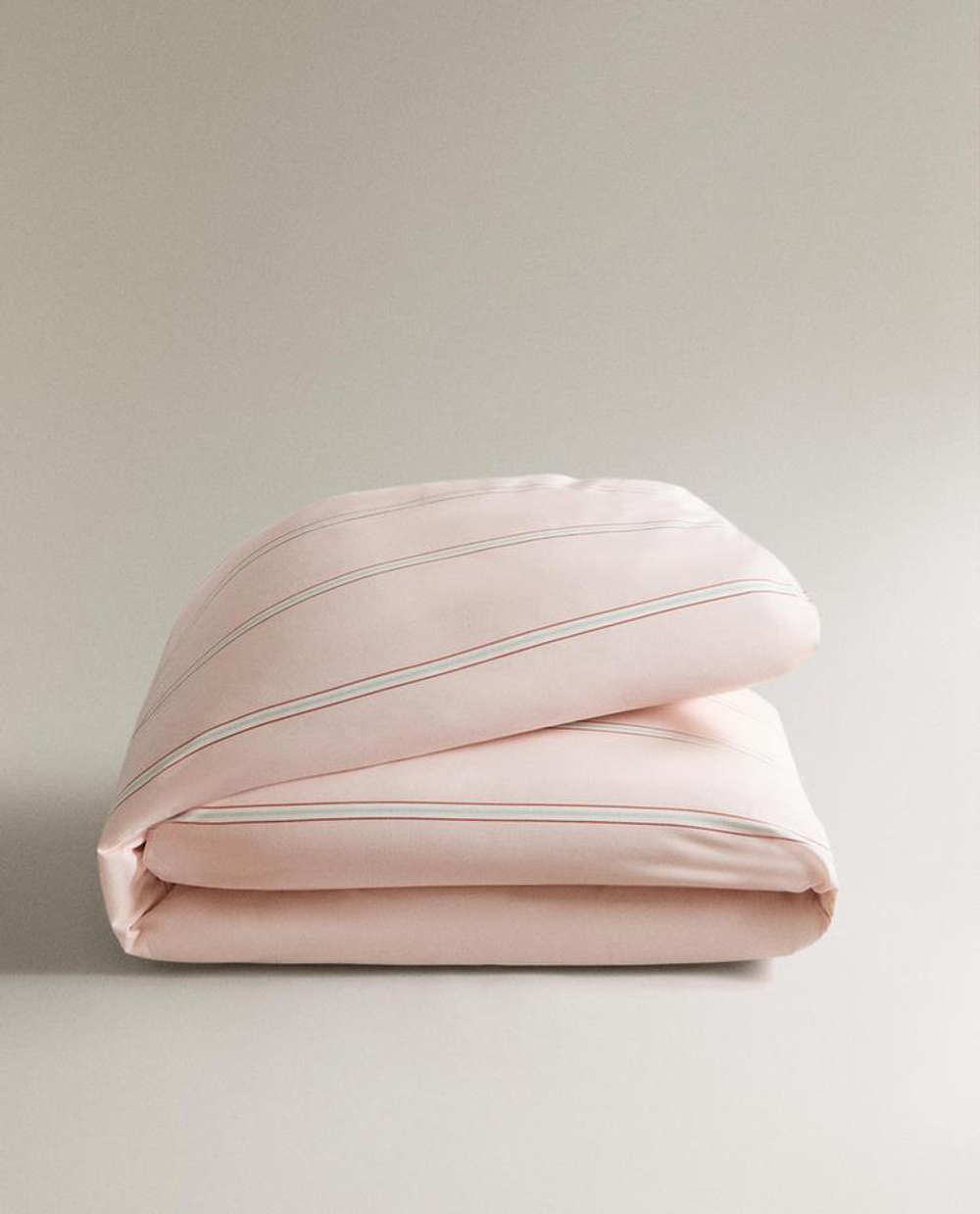 ZARA HOME ДЕТСКИЙ ПОДОДЕЯЛЬНИК В ПОЛОСКУ, РОЗОВЫЙ