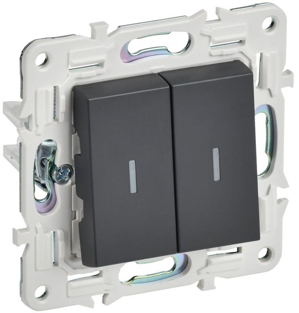 Выключатель проходной 2-кл. SKANDY 10А SK-V10T с индикацией титан IEK SK-V22-1-10-K48