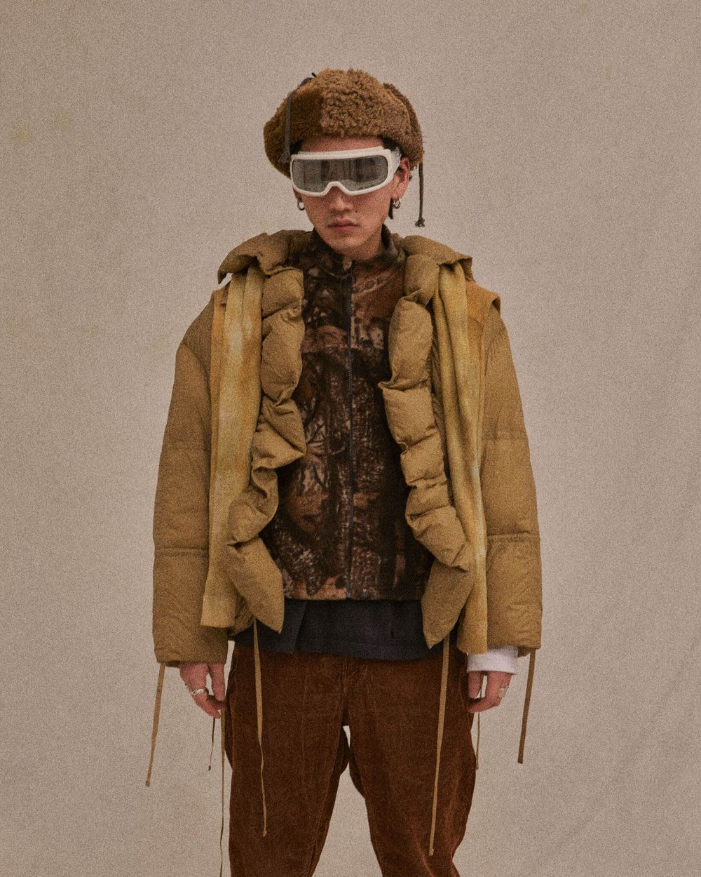 Шапка-ушанка Fuzzz Patchwork Flaps Светло-Коричневая