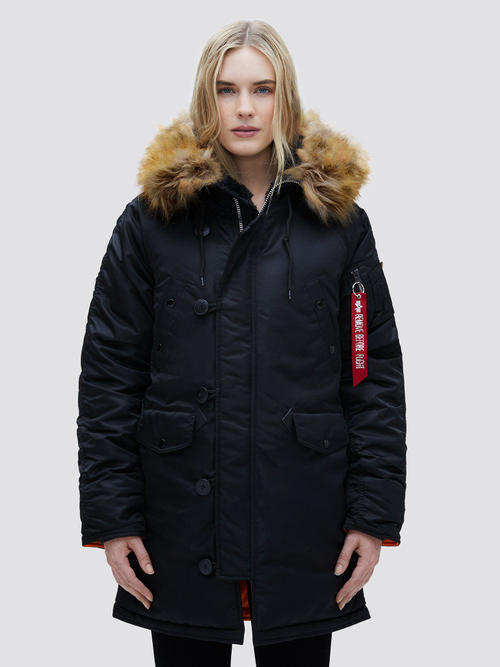 Куртка Аляска Женская - Alpha N-3B W Parka (черный/оранж - black/orange)