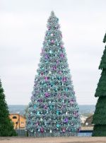 Ель уличная искусственная "Уральская" каркасная голубая (изумрудная) 115 м