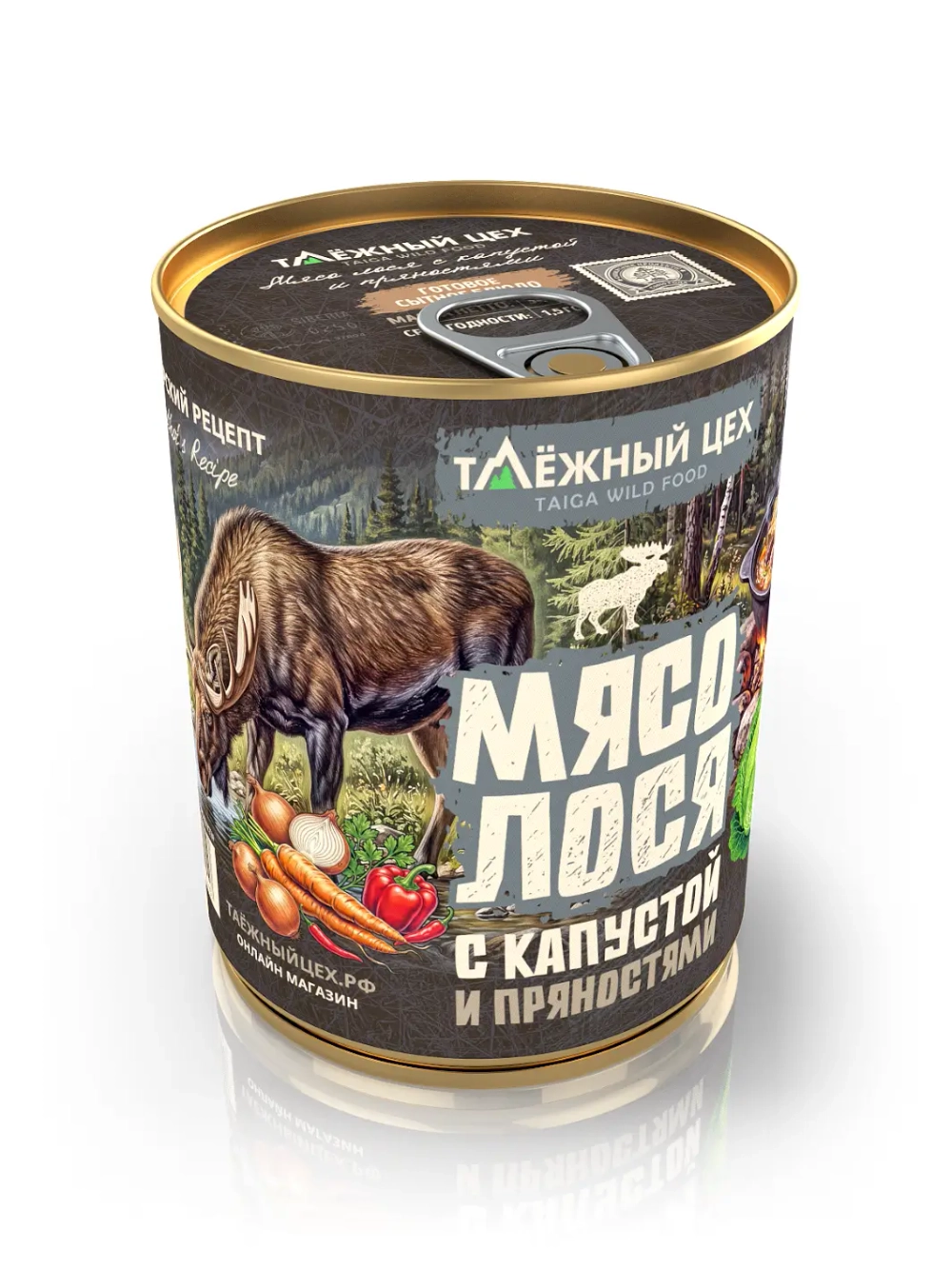 Мясо лося с капустой и пряностями ТАЁЖНЫЙ ЦЕХ готовая еда 340 г