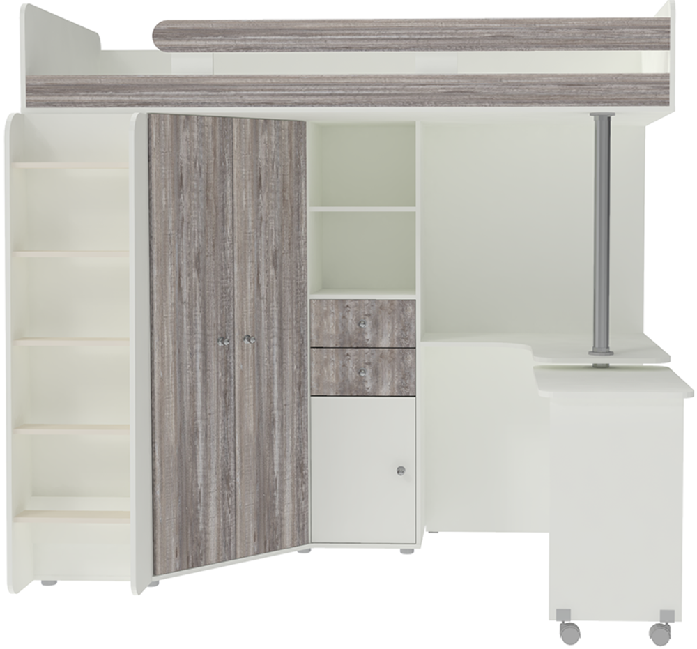 Кровать-чердак КарИВи М85 Белый  Бетон