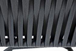 "Бордо" стул барный плетеный из роупа, каркас из стали темно-серый (RAL7024) муар, роуп серый 15мм, ткань темно-серая 027