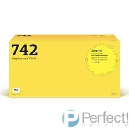 T2 CE742A Картридж (TC-H742) для HP CLJ Professional CP5225/5225n/5225dn (7000 стр.) жёлтый, с чипом, восст.