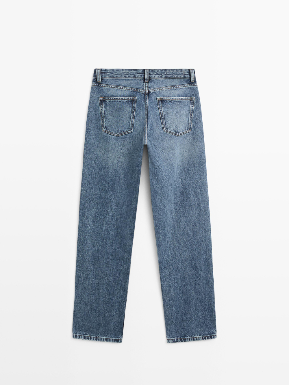 Massimo Dutti Джинсы прямого кроя со средней посадкой, средне-синий