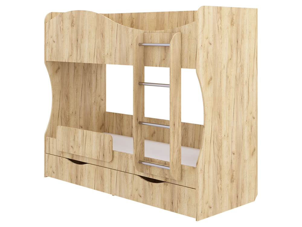 Кровать двухъярусная Кузя с ящиками Крафт золотой