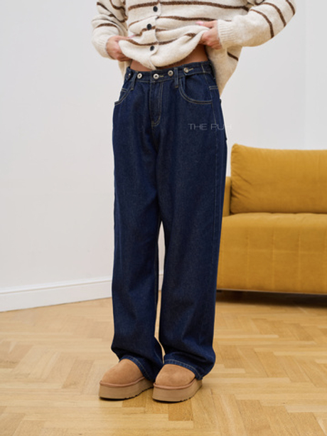 Темно-синие широкие джинсы-трансформеры