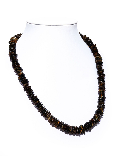 Бусы из натурального янтаря зеленого цвета, длина 45 см