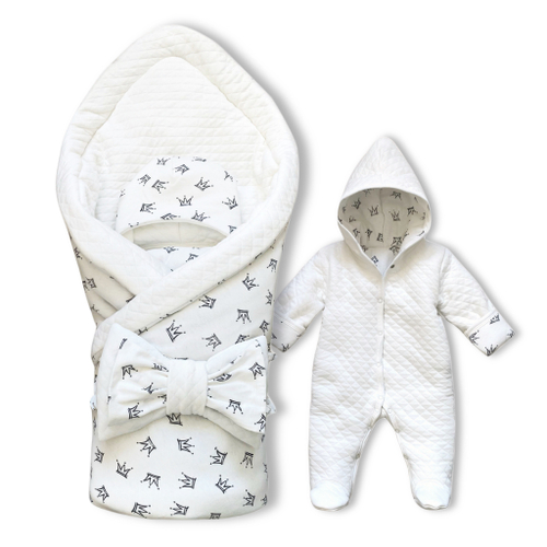 Комплект на выписку (4 предмета) " Короны -серые" ЗИМА