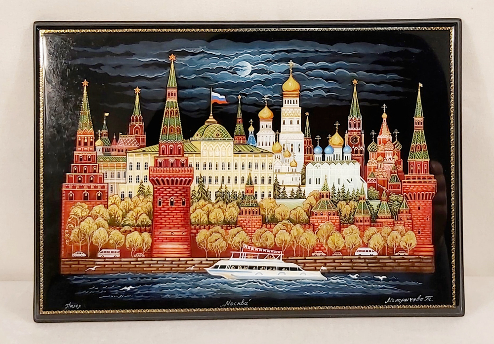 Панно с палехской ручной росписью "Москва"