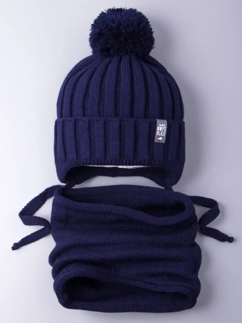 Шапка для мальчика осенняя вязаная и снуд