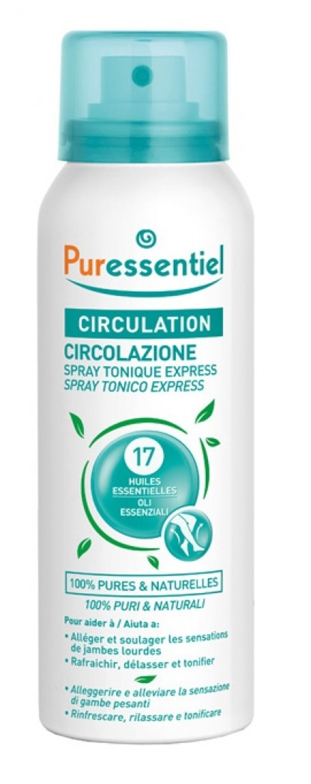 PURESSENTIEL Спрей для ног Лёгкие ноги 17 эфирных масел Puressentiel Circulation Spray Tonique Express 17 Huiles Essentielles 100 мл