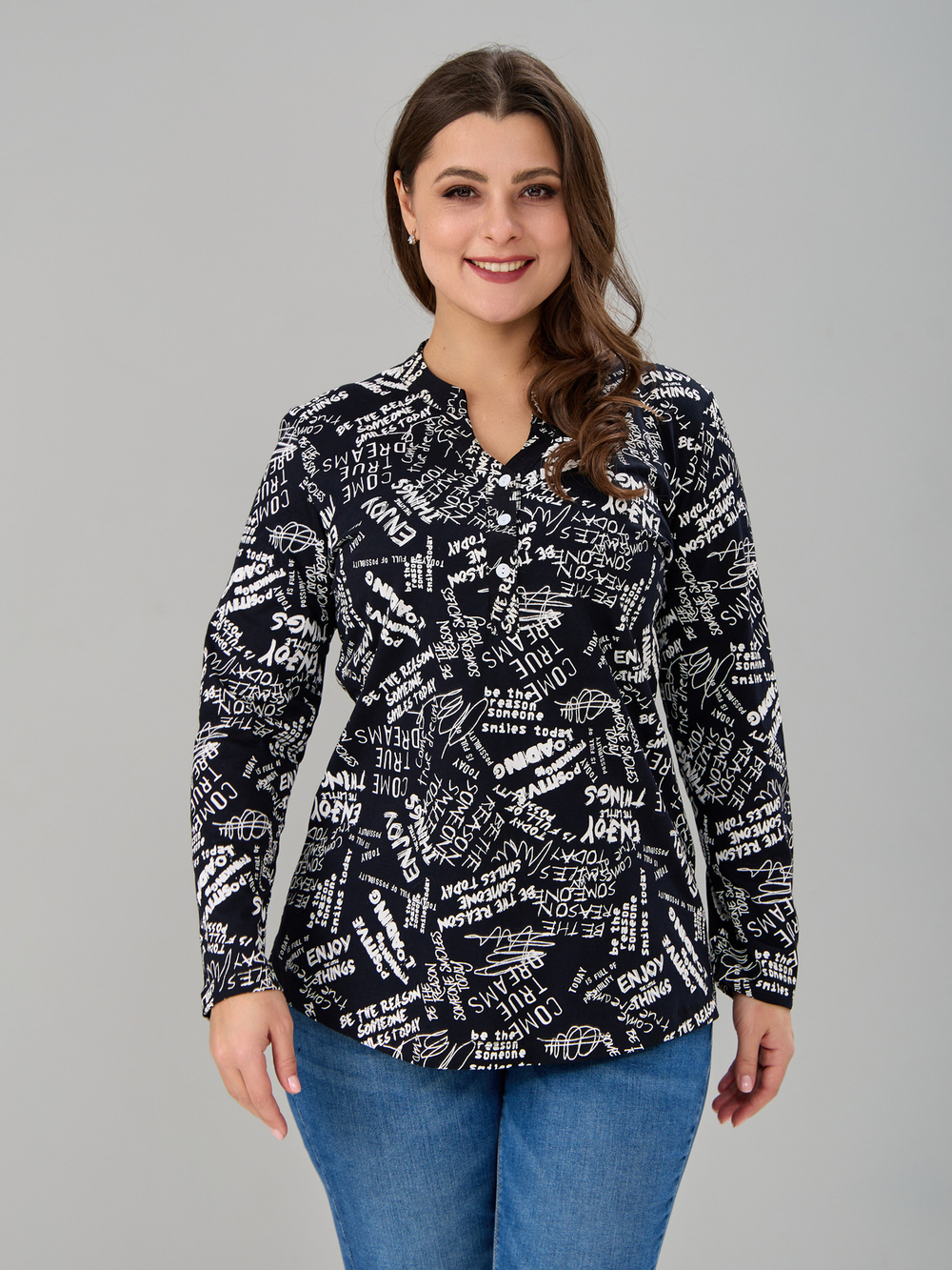 Блузка БЛ-22/черный-буквы