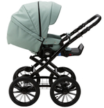 Детская коляска Adamex Chantal Retro Deluxe 2 в 1 C-SA20 (СЕРО-ЗЕЛЕНАЯ КОЖА)