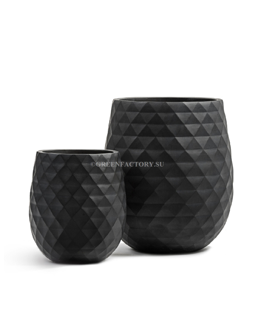 Кашпо TREEZ ERGO - серия Diamond - Округлая чаша - Антрацит