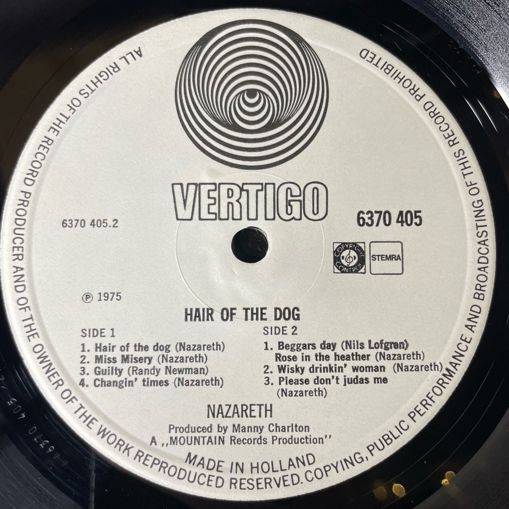 Винтажная виниловая пластинка LP Nazareth Hair Of The Dog (Нидерланды 1975)