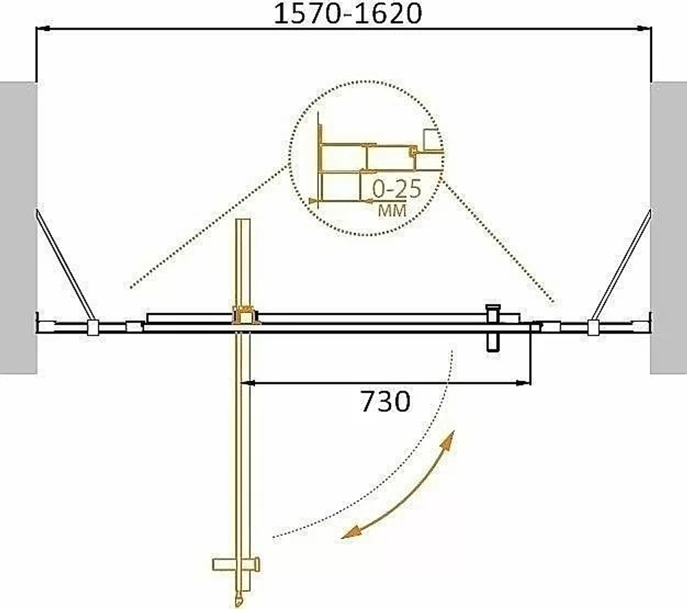 Душевая дверь Cezares MOLVENO BA-12-100+60 прозрачный 160x190