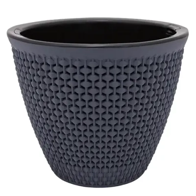 Кашпо для цветов пластиковое 3л d-19 см «Ротанг» Антрацит